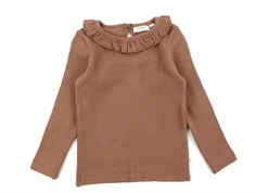 Lil Atelier carob brown flæsekrave bluse